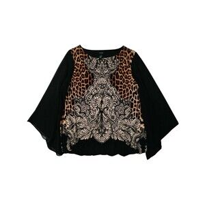 Alfani Y2K Leopard Rhinestone Top M Medium Bedazzled Goth Grunge Fairy Cheetah